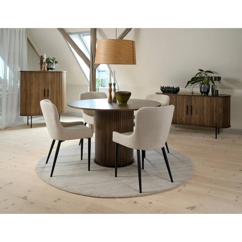 Boucle Dining Chair Set of 2 | Oeko-Tex Chenille Fabric | Black Powder-Coated Steel Legs