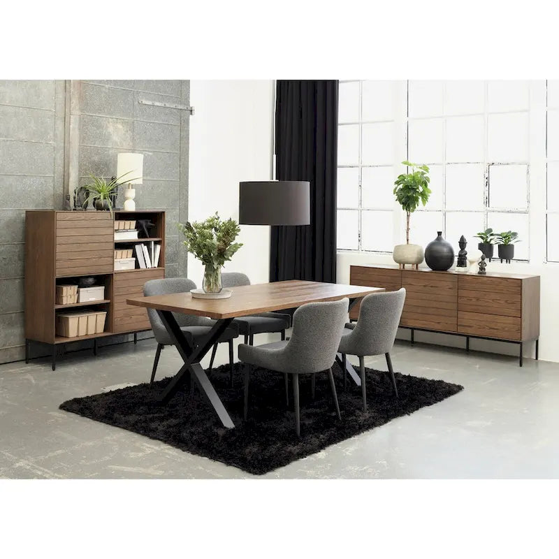 Boucle Dining Chair Set of 2 | Oeko-Tex Chenille Fabric | Black Powder-Coated Steel Legs