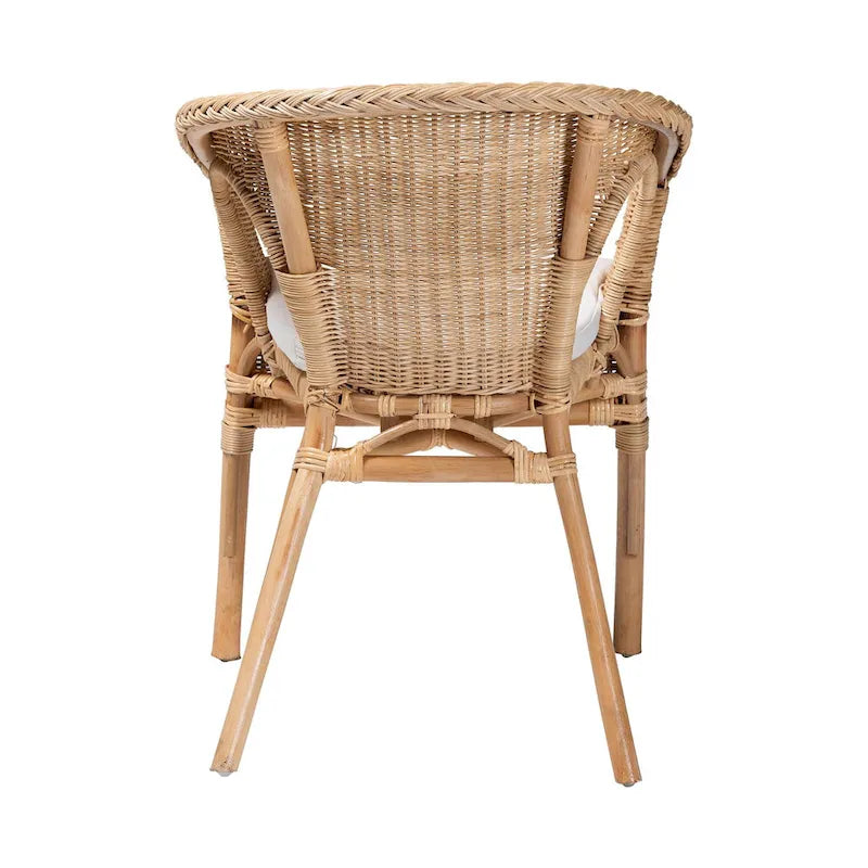 Bohemian Rattan Dining Chair | Removable Fabric Cushion | Sloping Armrests | Handcrafted Indonesia