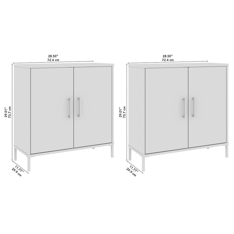 Low Storage Cabinet with Doors Set of 2 | Modern Office & Living Room | Adjustable Shelves
