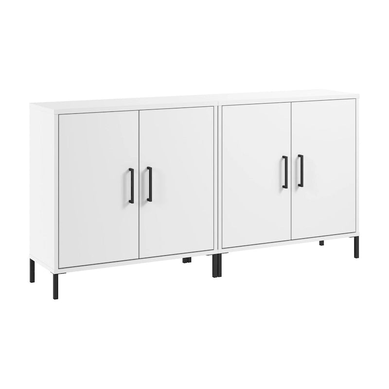 Low Storage Cabinet with Doors Set of 2 | Modern Office & Living Room | Adjustable Shelves