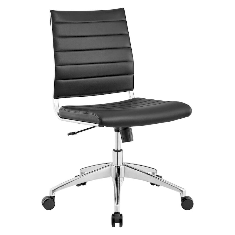 Mid-Back Office Chair | Vinyl Cushion | Chrome-Plated Aluminum Frame | Channel Tufting | 331 lb