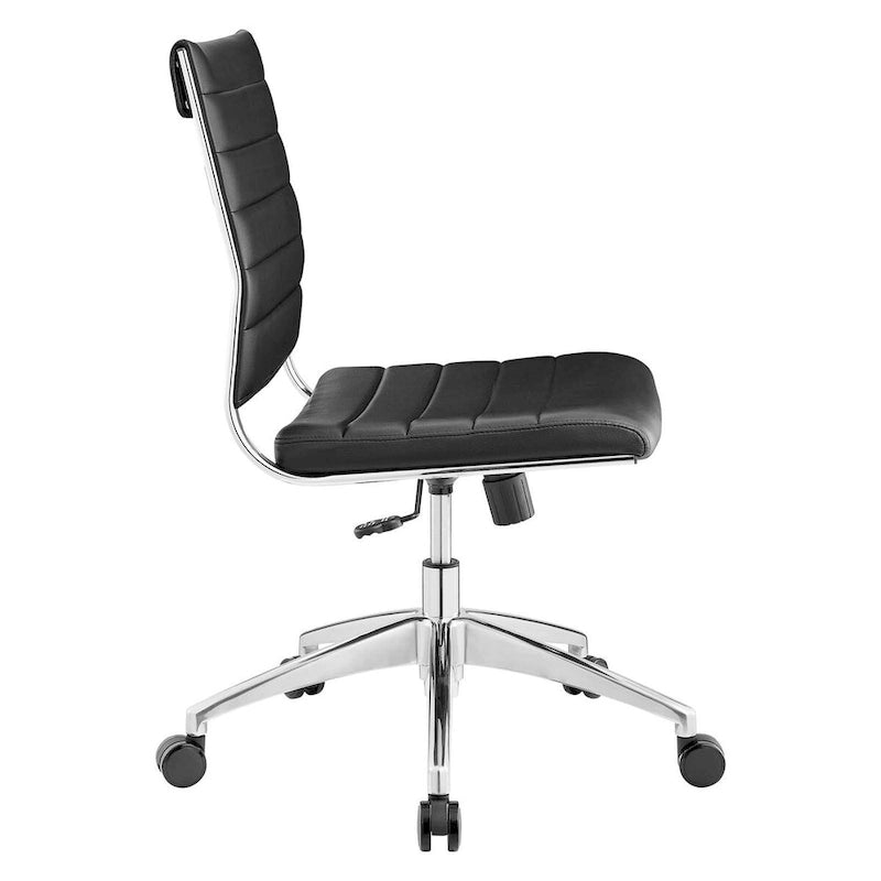 Mid-Back Office Chair | Vinyl Cushion | Chrome-Plated Aluminum Frame | Channel Tufting | 331 lb