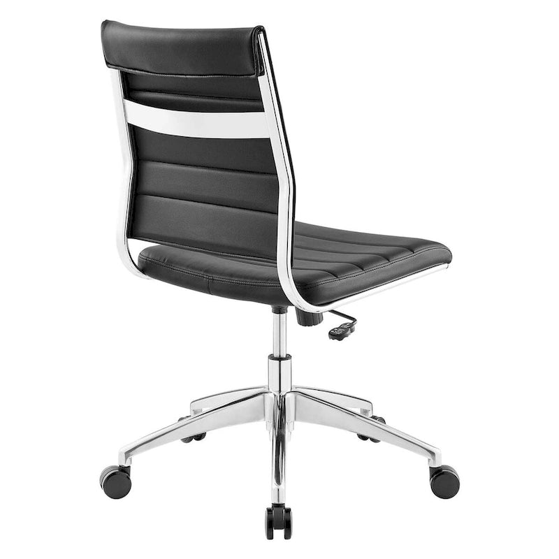 Mid-Back Office Chair | Vinyl Cushion | Chrome-Plated Aluminum Frame | Channel Tufting | 331 lb