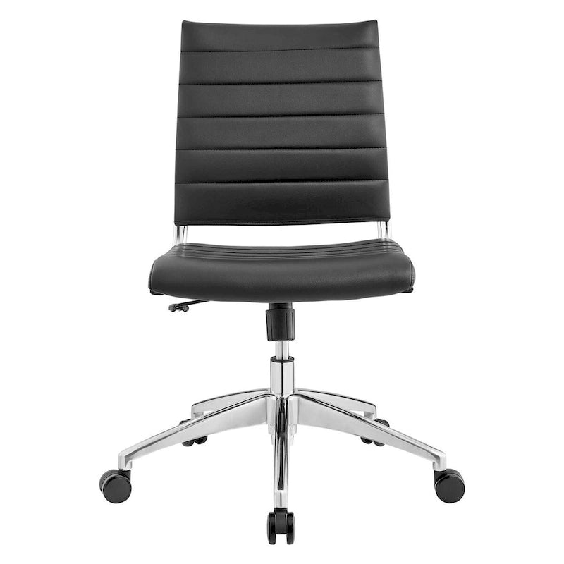 Mid-Back Office Chair | Vinyl Cushion | Chrome-Plated Aluminum Frame | Channel Tufting | 331 lb