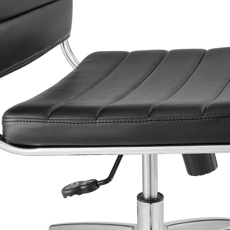 Mid-Back Office Chair | Vinyl Cushion | Chrome-Plated Aluminum Frame | Channel Tufting | 331 lb