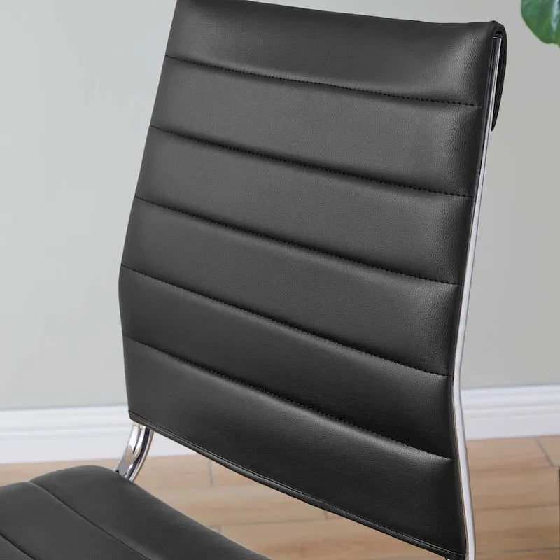 Mid-Back Office Chair | Vinyl Cushion | Chrome-Plated Aluminum Frame | Channel Tufting | 331 lb