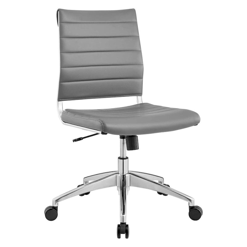Mid-Back Office Chair | Vinyl Cushion | Chrome-Plated Aluminum Frame | Channel Tufting | 331 lb