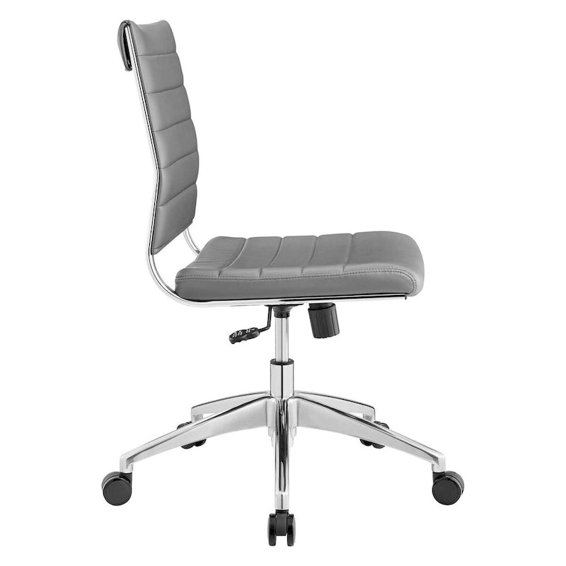 Mid-Back Office Chair | Vinyl Cushion | Chrome-Plated Aluminum Frame | Channel Tufting | 331 lb