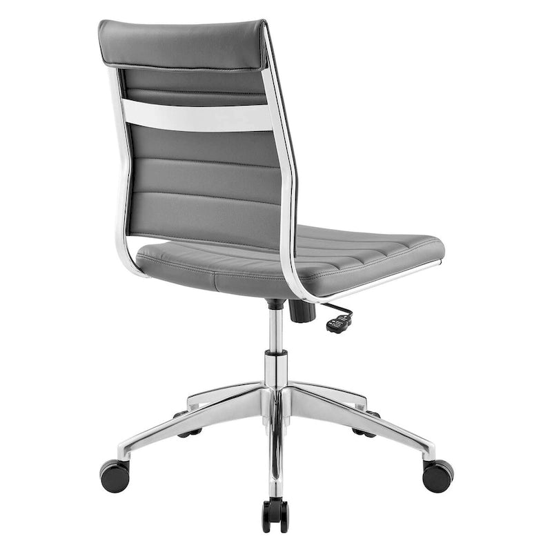 Mid-Back Office Chair | Vinyl Cushion | Chrome-Plated Aluminum Frame | Channel Tufting | 331 lb