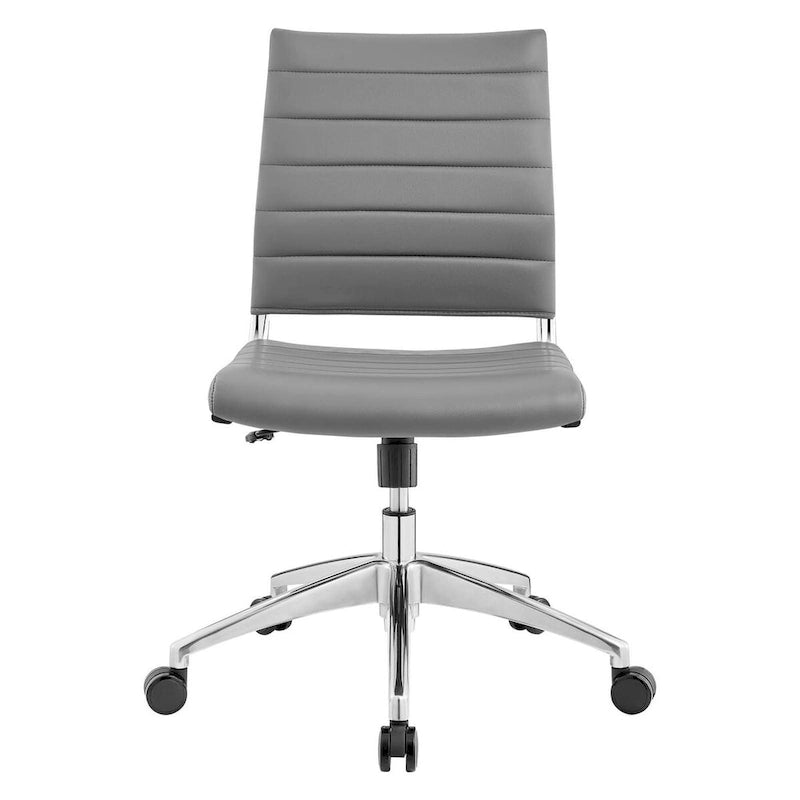 Mid-Back Office Chair | Vinyl Cushion | Chrome-Plated Aluminum Frame | Channel Tufting | 331 lb