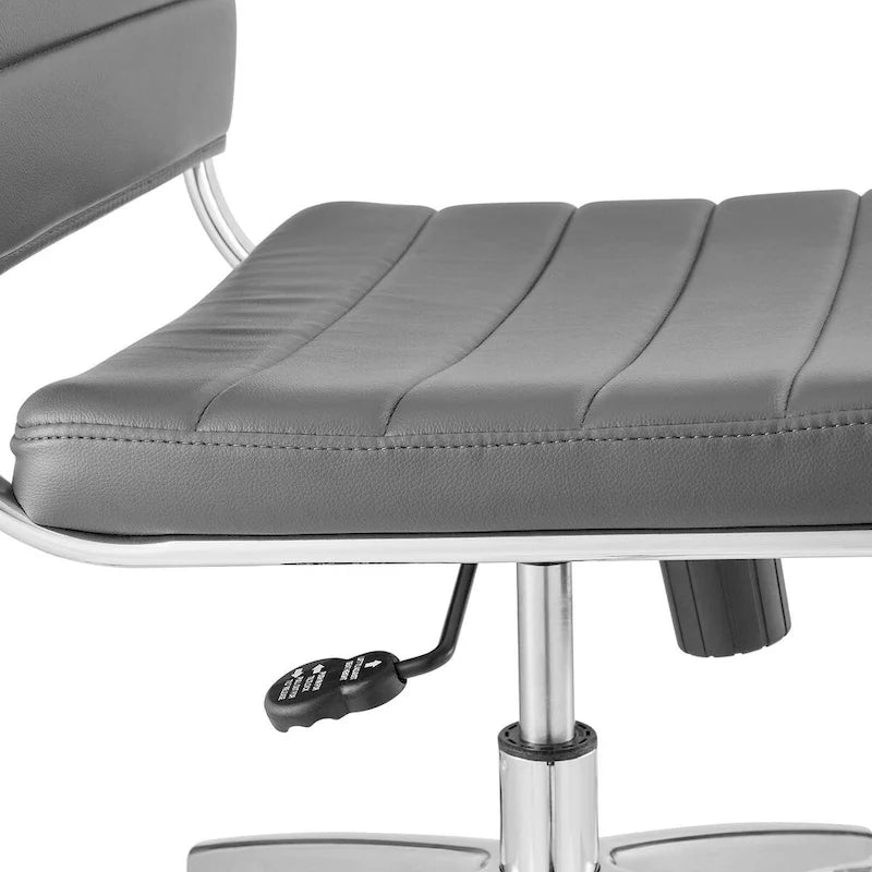 Mid-Back Office Chair | Vinyl Cushion | Chrome-Plated Aluminum Frame | Channel Tufting | 331 lb