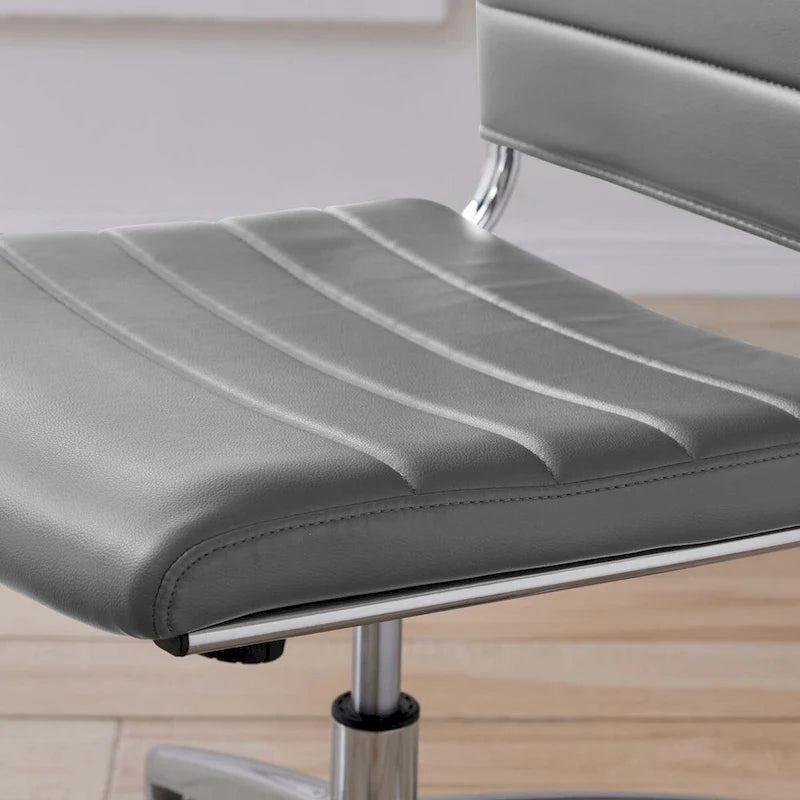 Mid-Back Office Chair | Vinyl Cushion | Chrome-Plated Aluminum Frame | Channel Tufting | 331 lb