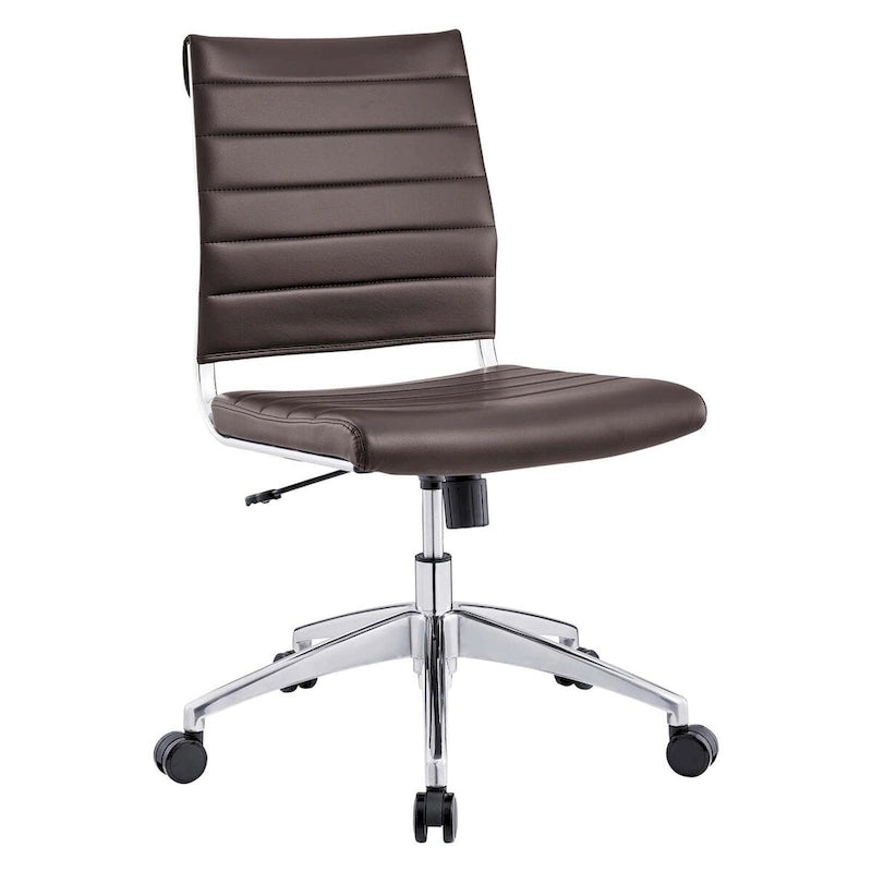 Mid-Back Office Chair | Vinyl Cushion | Chrome-Plated Aluminum Frame | Channel Tufting | 331 lb
