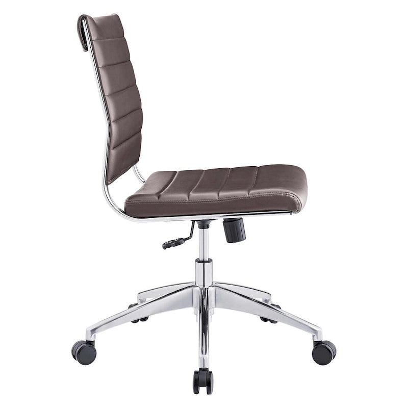 Mid-Back Office Chair | Vinyl Cushion | Chrome-Plated Aluminum Frame | Channel Tufting | 331 lb