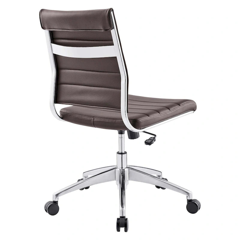 Mid-Back Office Chair | Vinyl Cushion | Chrome-Plated Aluminum Frame | Channel Tufting | 331 lb