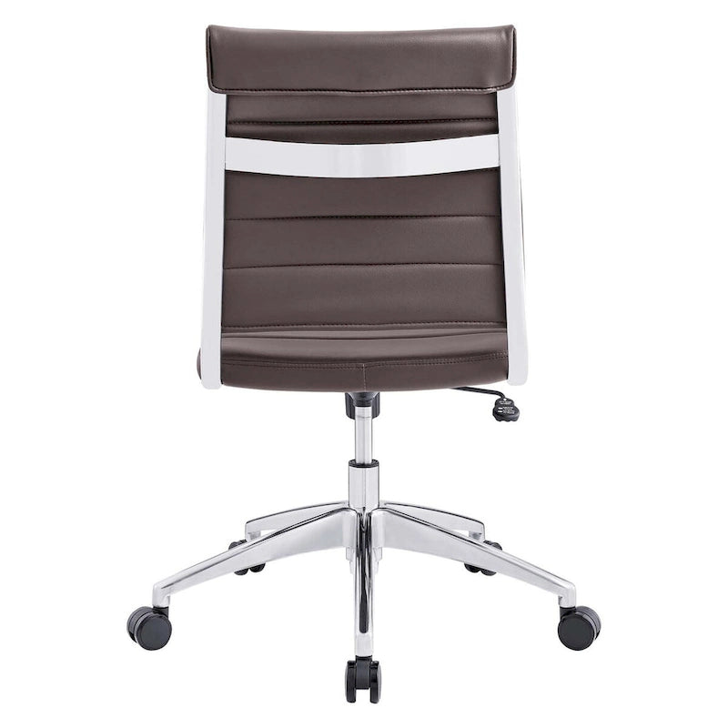 Mid-Back Office Chair | Vinyl Cushion | Chrome-Plated Aluminum Frame | Channel Tufting | 331 lb