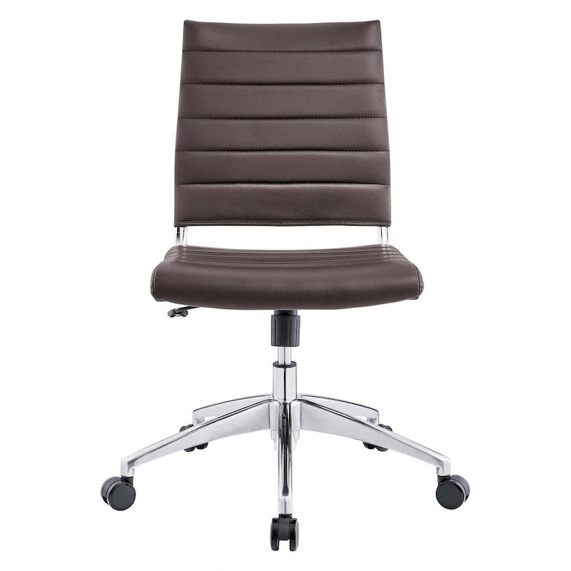 Mid-Back Office Chair | Vinyl Cushion | Chrome-Plated Aluminum Frame | Channel Tufting | 331 lb