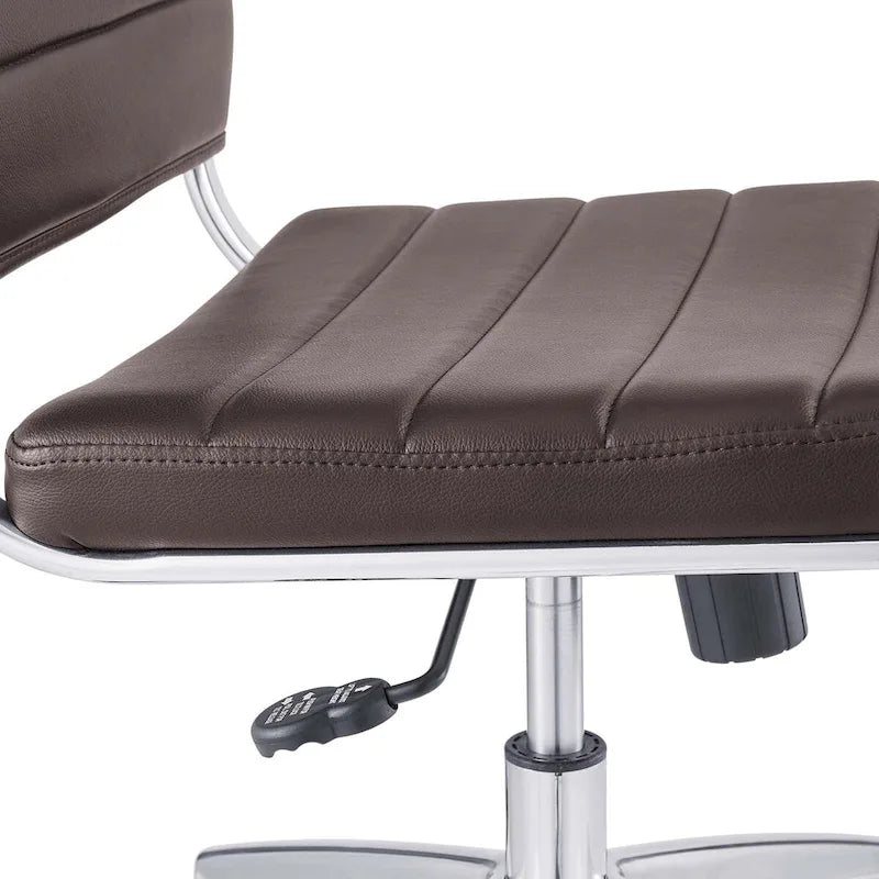 Mid-Back Office Chair | Vinyl Cushion | Chrome-Plated Aluminum Frame | Channel Tufting | 331 lb