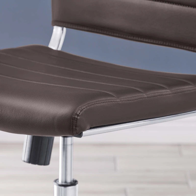 Mid-Back Office Chair | Vinyl Cushion | Chrome-Plated Aluminum Frame | Channel Tufting | 331 lb