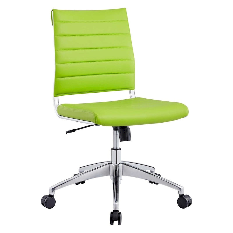 Mid-Back Office Chair | Vinyl Cushion | Chrome-Plated Aluminum Frame | Channel Tufting | 331 lb