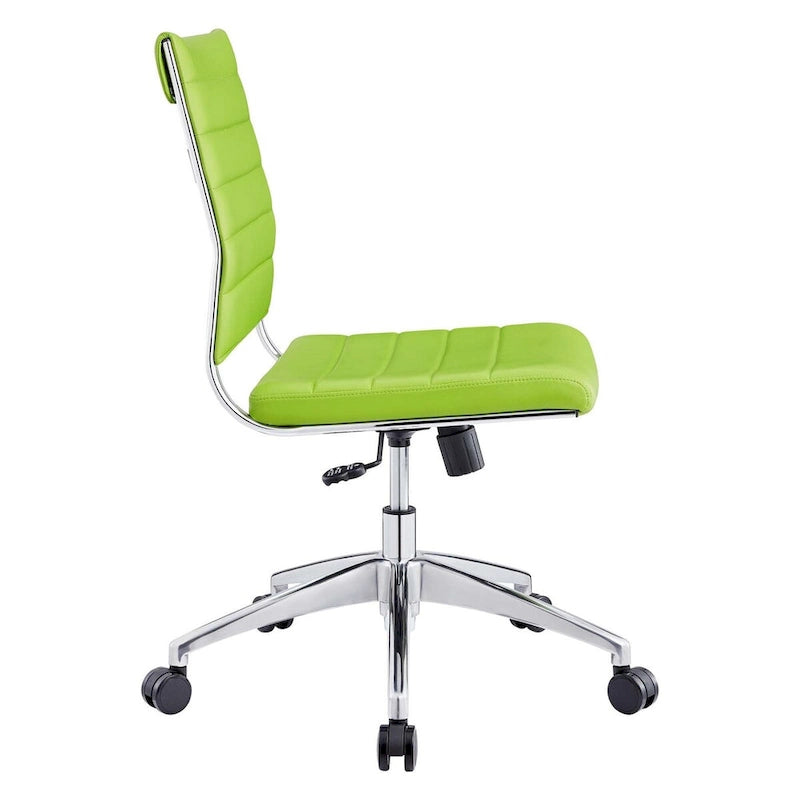 Mid-Back Office Chair | Vinyl Cushion | Chrome-Plated Aluminum Frame | Channel Tufting | 331 lb