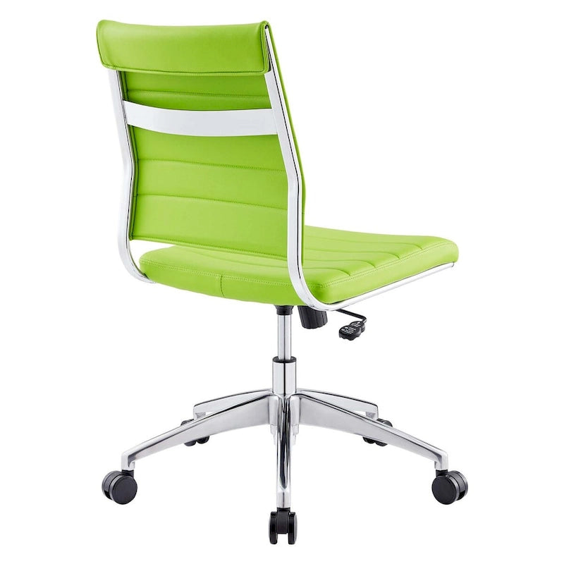 Mid-Back Office Chair | Vinyl Cushion | Chrome-Plated Aluminum Frame | Channel Tufting | 331 lb
