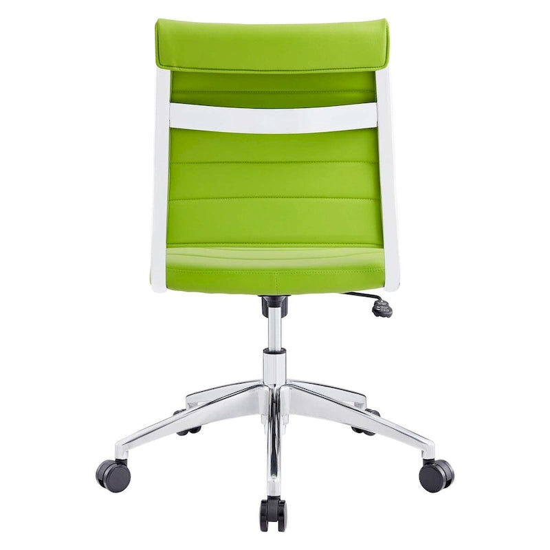 Mid-Back Office Chair | Vinyl Cushion | Chrome-Plated Aluminum Frame | Channel Tufting | 331 lb