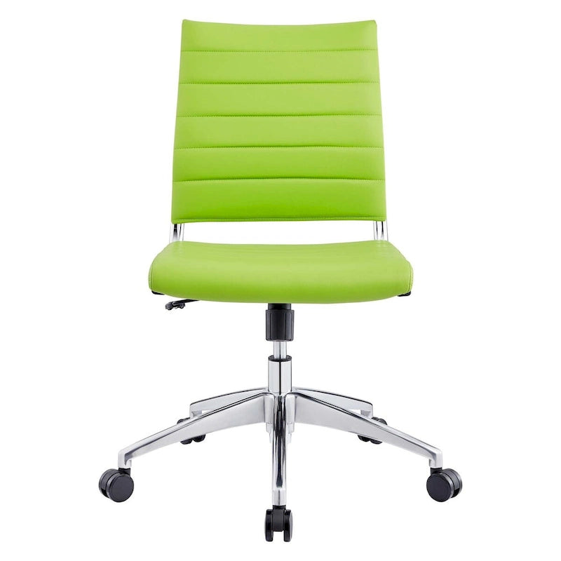 Mid-Back Office Chair | Vinyl Cushion | Chrome-Plated Aluminum Frame | Channel Tufting | 331 lb