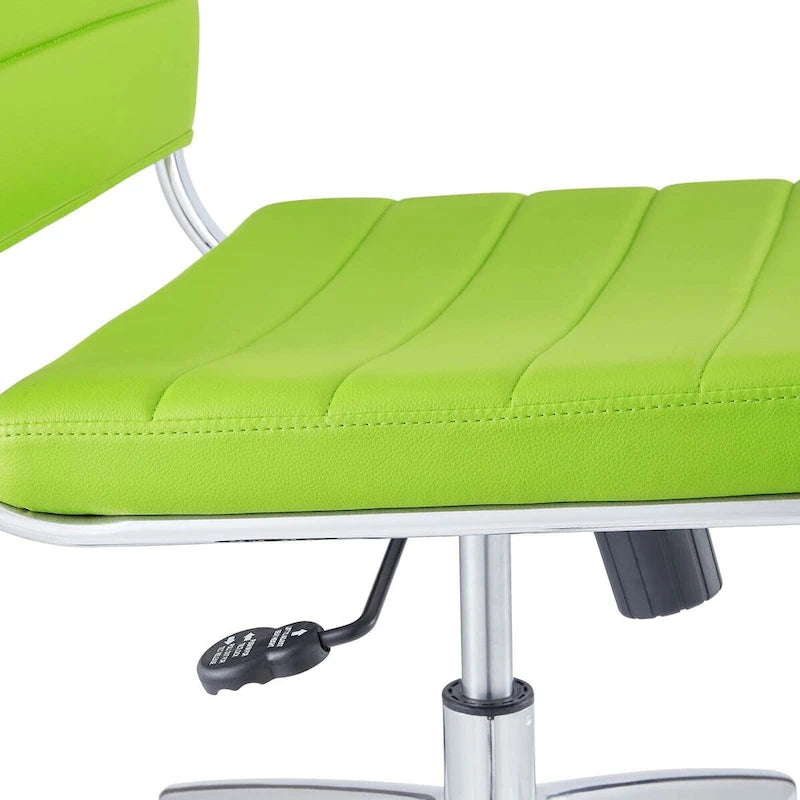Mid-Back Office Chair | Vinyl Cushion | Chrome-Plated Aluminum Frame | Channel Tufting | 331 lb