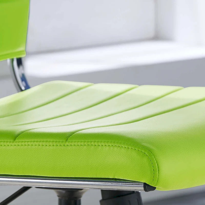 Mid-Back Office Chair | Vinyl Cushion | Chrome-Plated Aluminum Frame | Channel Tufting | 331 lb