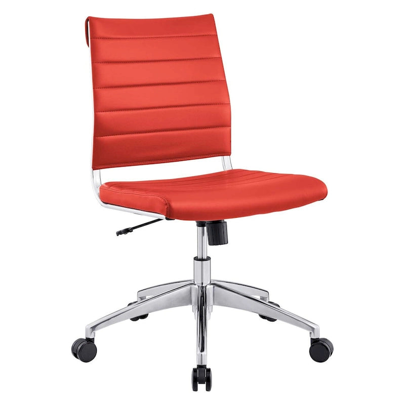 Mid-Back Office Chair | Vinyl Cushion | Chrome-Plated Aluminum Frame | Channel Tufting | 331 lb