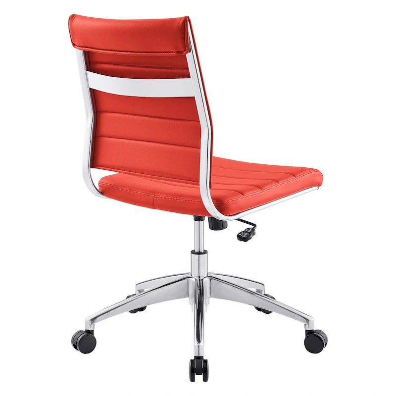 Mid-Back Office Chair | Vinyl Cushion | Chrome-Plated Aluminum Frame | Channel Tufting | 331 lb