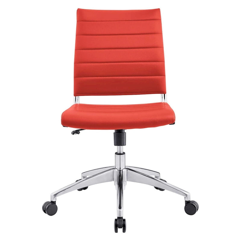 Mid-Back Office Chair | Vinyl Cushion | Chrome-Plated Aluminum Frame | Channel Tufting | 331 lb