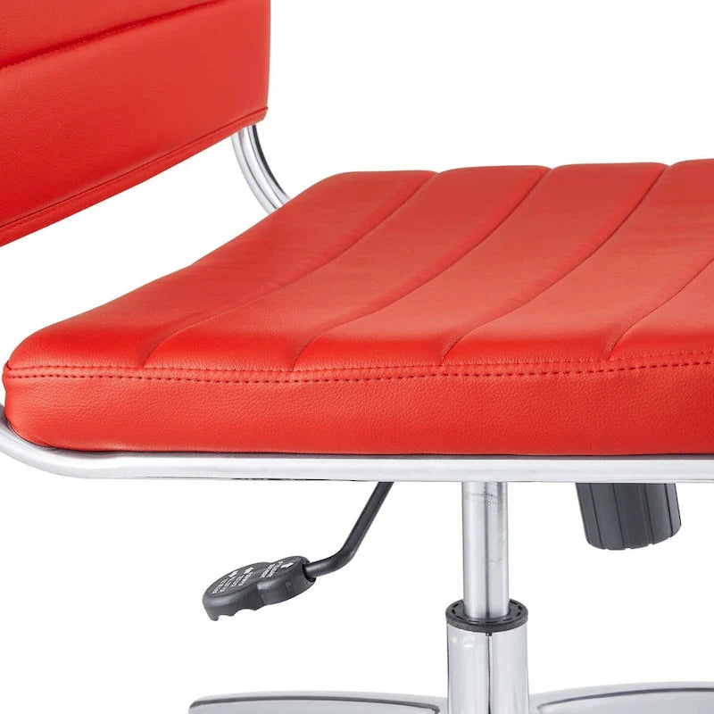 Mid-Back Office Chair | Vinyl Cushion | Chrome-Plated Aluminum Frame | Channel Tufting | 331 lb