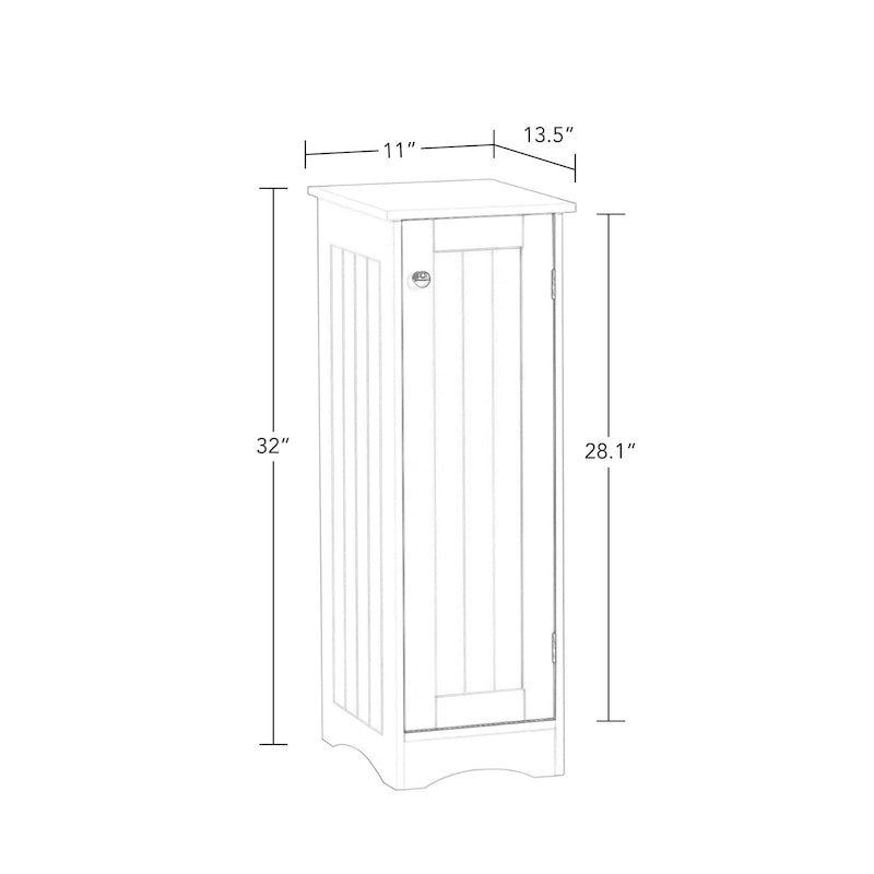 RiverRidge Ashland Single Door Narrow Bathroom and Laundry Storage Cabinet with Adjustable Shelves - White