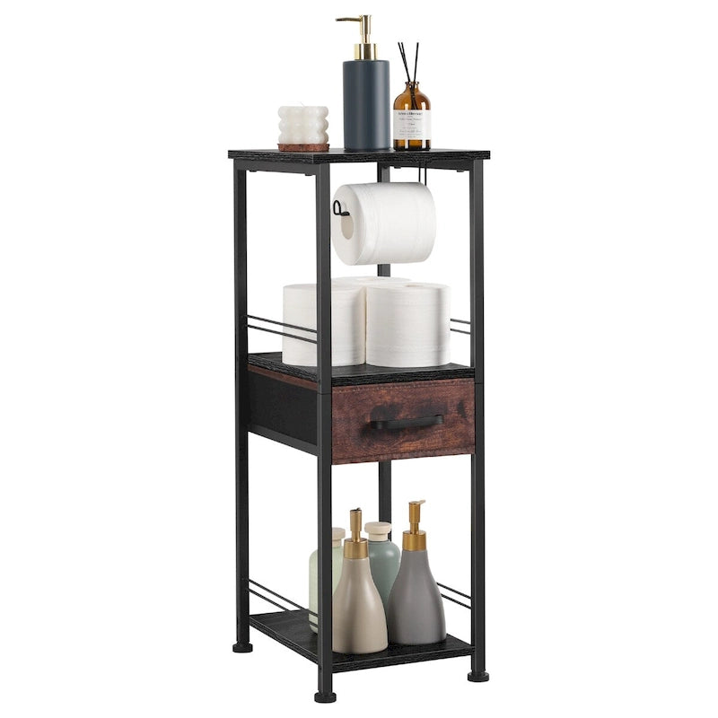 Freestanding Toilet Paper Storage Cabinet with Sliding Storage Drawer
