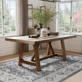 72-Inch Solid Wood Dining Table | Trestle Base | Farmhouse Modern | Seats 6 | Wood Veneer Top
