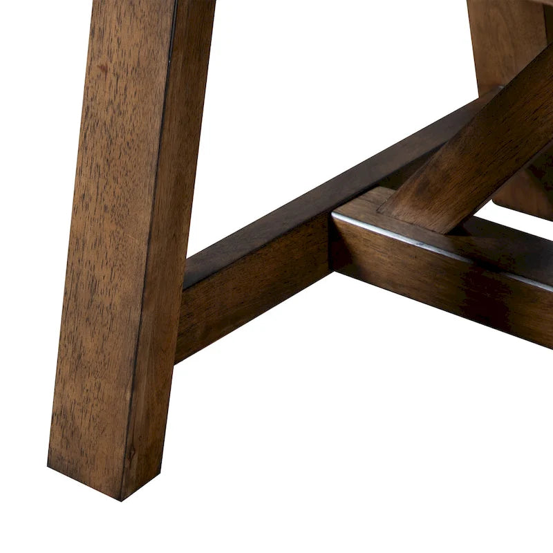 72-Inch Solid Wood Dining Table | Trestle Base | Farmhouse Modern | Seats 6 | Wood Veneer Top