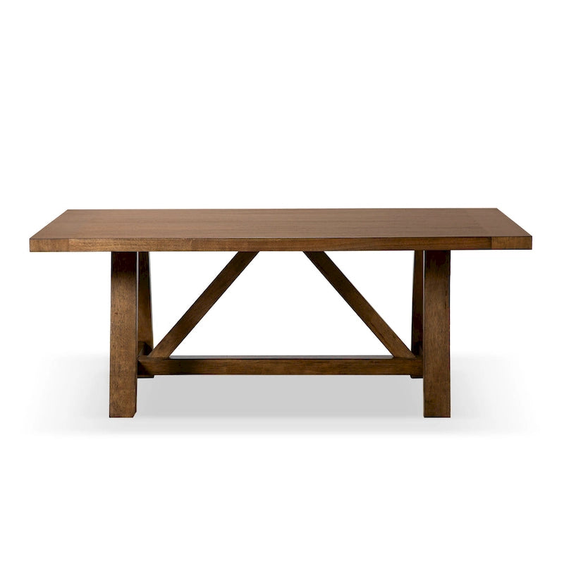 72-Inch Solid Wood Dining Table | Trestle Base | Farmhouse Modern | Seats 6 | Wood Veneer Top