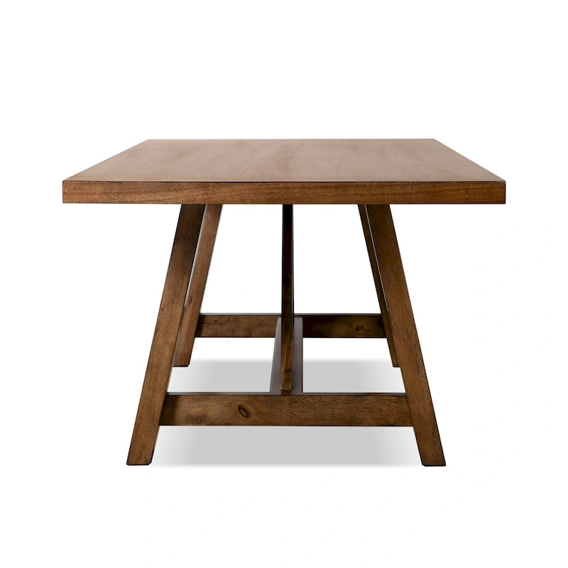 72-Inch Solid Wood Dining Table | Trestle Base | Farmhouse Modern | Seats 6 | Wood Veneer Top